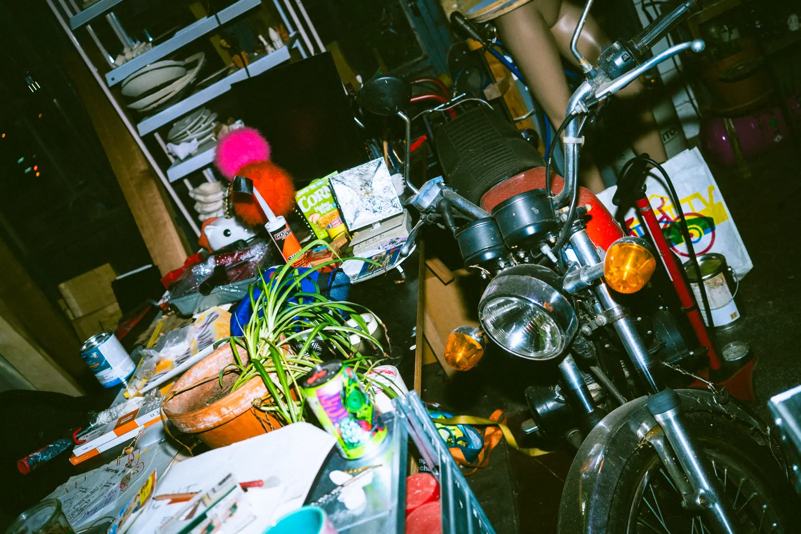 Brand imagery Zürich — creative workshop interior with motorcycle